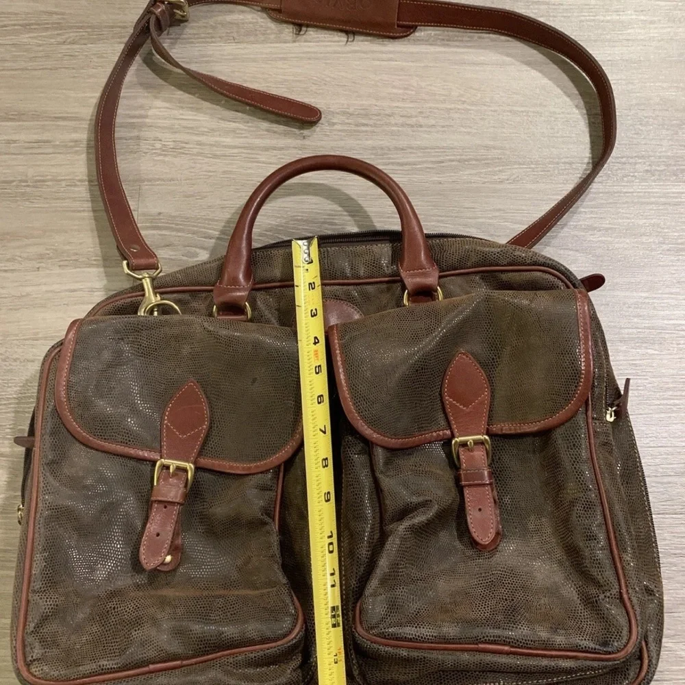 VINTAGE ORVIS BATTENKILL MESSENGER BRIEFCASE TRAVEL BAG BROWN LEATHER *RARE*